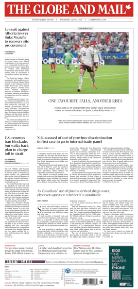 Cover of The Globe and Mail (Ottawa/Quebec Edition)