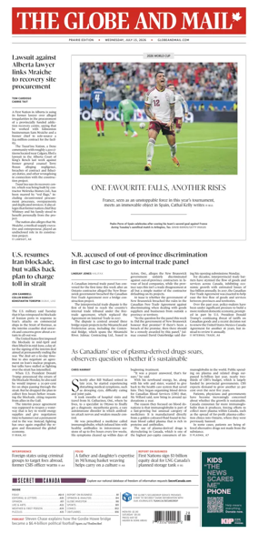 Cover of The Globe and Mail (Prairie Edition)