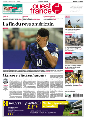 Cover of Ouest France (Cholet)