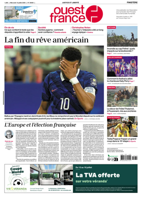 Cover of Ouest-France (Quimper Centre-Finistere)