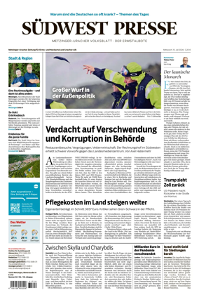 Cover of Sudwest Presse - Metzinger Uracher Volksblatt - Der Ermstalbote