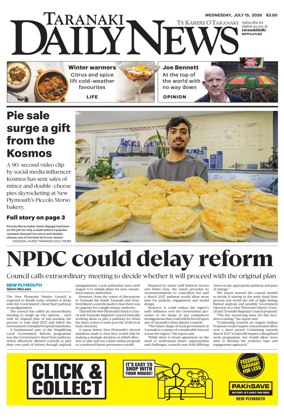 Cover of Taranaki Daily News