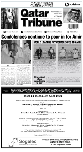 Cover of Qatar Tribune