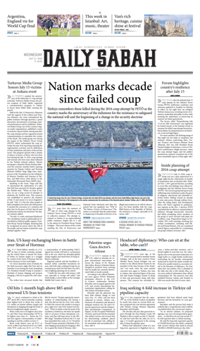 Cover of Daily Sabah (Turkey)