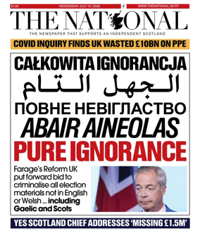 Cover of The National (Scotland)