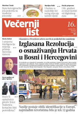 Cover of Vecernji list BiH