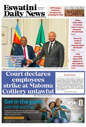 Cover of Eswatini Daily News
