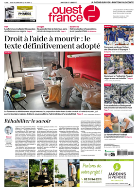 Cover of Ouest France (La Roche-sur-Yon - Fontenay-le-Comte)