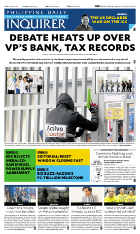 Cover of Philippine Daily Inquirer