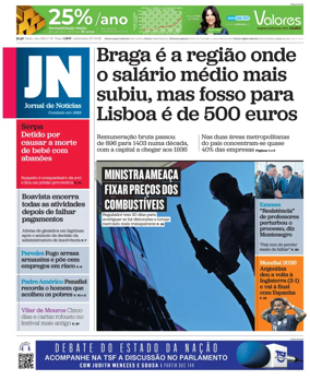 Cover of Jornal de Noticias