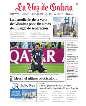 Cover of La Voz de Galicia (Pontevedra)