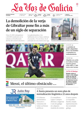 Cover of La Voz de Galicia (Santiago)