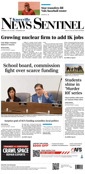 Cover of Knoxville News Sentinel