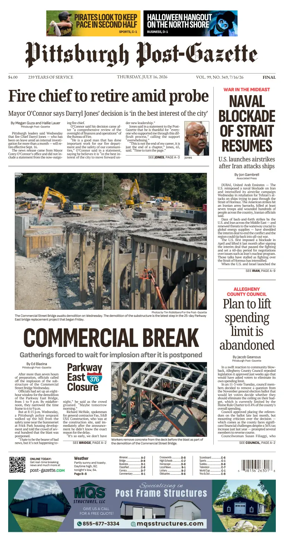 Cover of Pittsburgh Post-Gazette