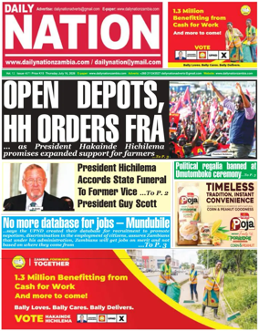 Cover of Daily Nation Newspaper