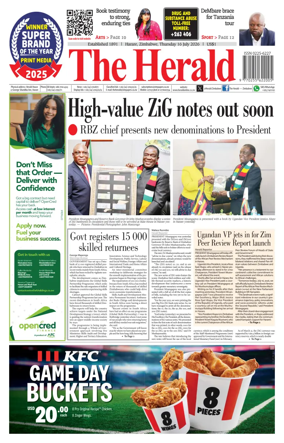 Cover of The Herald (Zimbabwe)