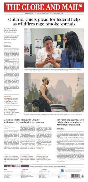 Cover of The Globe and Mail (Prairie Edition)