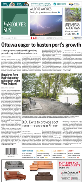 Cover of Vancouver Sun