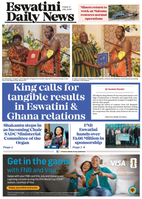 Cover of Eswatini Daily News