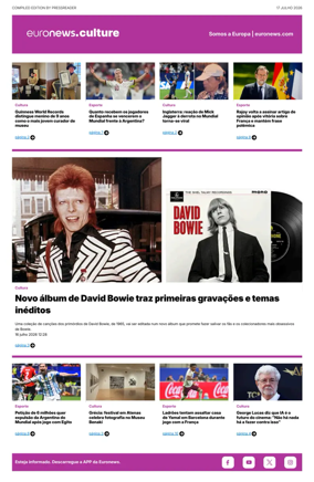 Cover of Euronews Culture and Sport (Portuguese)