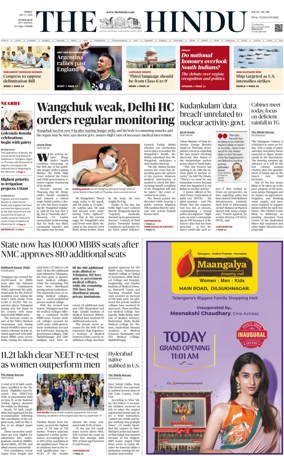 Cover of The Hindu (Hyderabad)