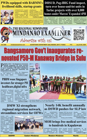 Cover of The Mindanao Examiner Regional Newspaper