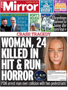 Cover of Daily Mirror (Northern Ireland)