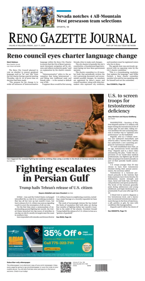 Cover of Reno Gazette Journal