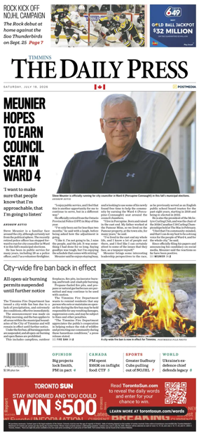 Cover of The Daily Press (Timmins)