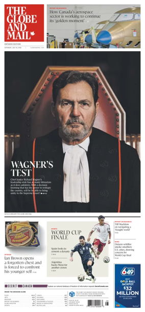 Cover of The Globe and Mail (Ontario Edition)