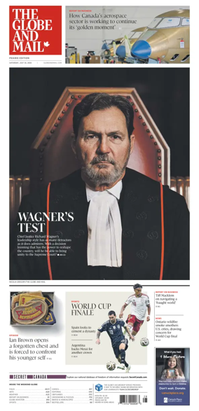Cover of The Globe and Mail (Prairie Edition)