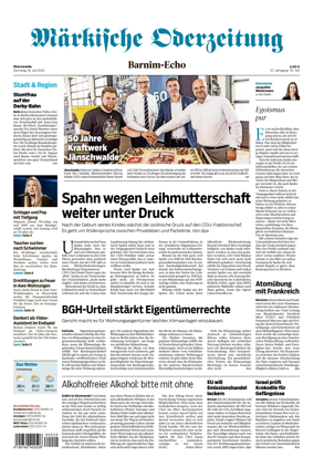 Cover of Markische Oderzeitung Eberswalde
