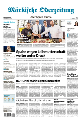 Cover of Markische Oderzeitung Eisenhuttenstadt