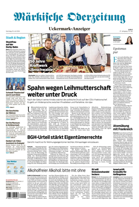 Cover of Markische Oderzeitung Uckermarkanzeiger