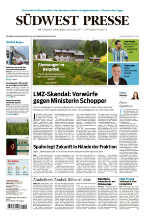 Cover of Sudwest Presse - Metzinger Uracher Volksblatt - Der Ermstalbote
