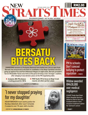 Cover of New Straits Times