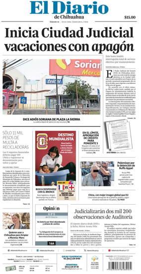 Cover of El Diario de Chihuahua