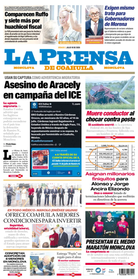 Cover of La Prensa de Coahuila