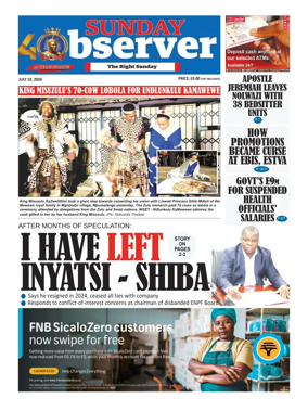 Cover of Sunday Observer (Eswatini)