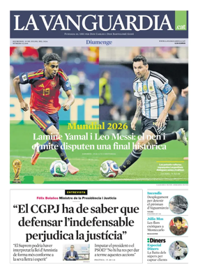 Cover of La Vanguardia (Catala)