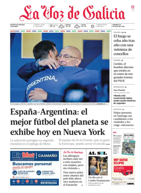 Cover of La Voz de Galicia (Santiago)