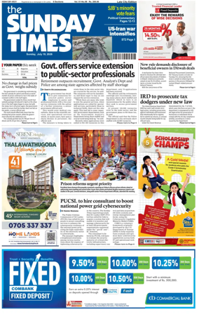 Cover of Sunday Times (Sri Lanka)