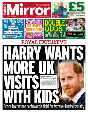 Cover of Sunday Mirror (Northern Ireland)