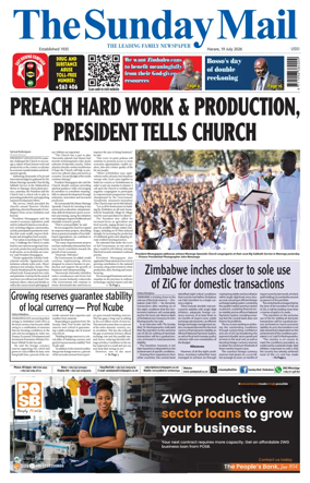 Cover of The Sunday Mail (Zimbabwe)