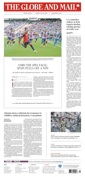 Cover of The Globe and Mail (Prairie Edition)
