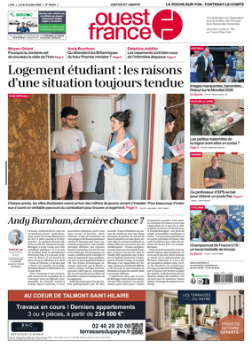Cover of Ouest France (La Roche-sur-Yon - Fontenay-le-Comte)
