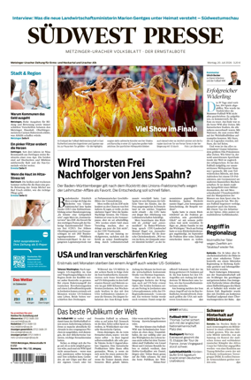 Cover of Sudwest Presse - Metzinger Uracher Volksblatt - Der Ermstalbote