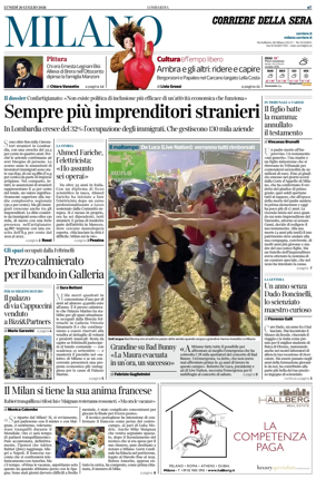 Cover of Corriere della Sera (Milano)