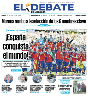 Cover of El Debate de Mazatlan
