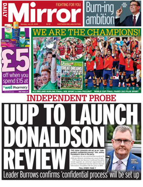 Cover of Daily Mirror (Northern Ireland)